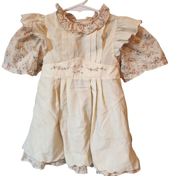 Vintage Cinderella Toddler Dress Size 4t Floral Prairie Cottage Core Collared - Picture 1 of 8